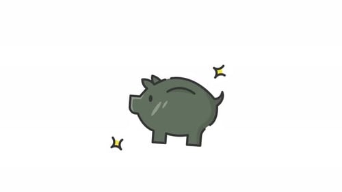 piggy bank, piggy money saver, piggy saving money icon animation