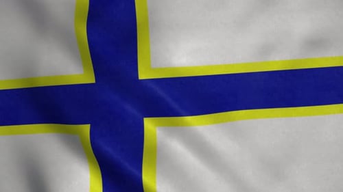 Waving Flag Animation with Blue and Yellow Nordic Cross Design