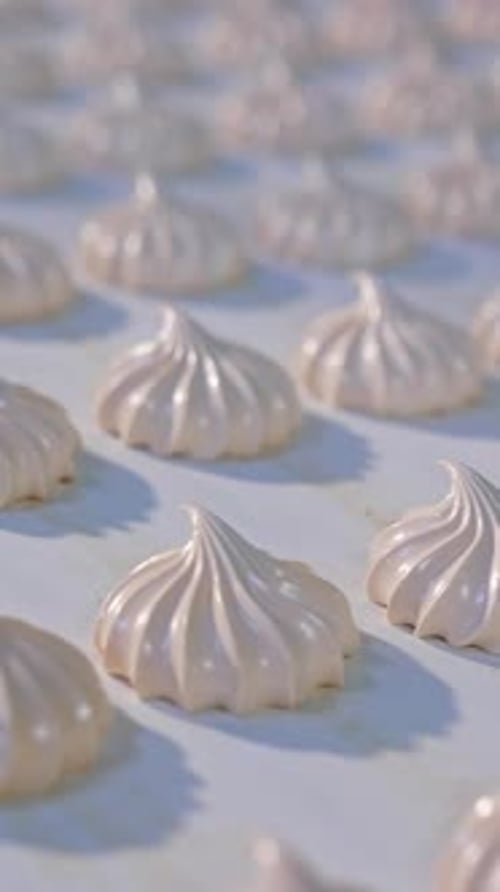 Production industrielle de bonbons. La guimauve se déplace lentement le long du convoyeur
.