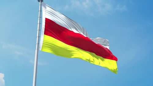 Realistic Waving Flag with White Red Yellow Stripes Loop