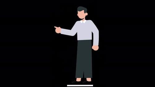 Animated Flat Design Man Character Pointing