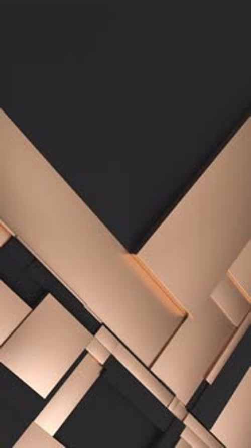 Black and Golden Moving Tessellated Rectangular Surface Abstract Background with Wobbling Scaling