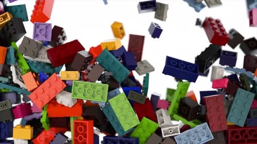 Colorful Geometric Building Blocks Falling Transition