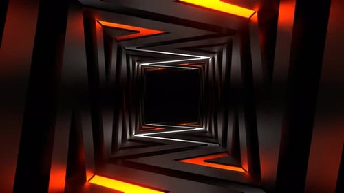 Orange And White Neon Curve Lines Corridor Background Vj Loop In 4K