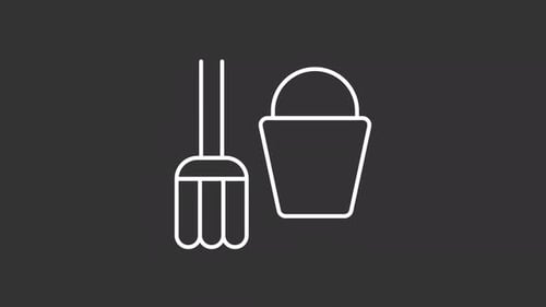 Minimalist Mop and Bucket Cleaning Tools Line Animation
