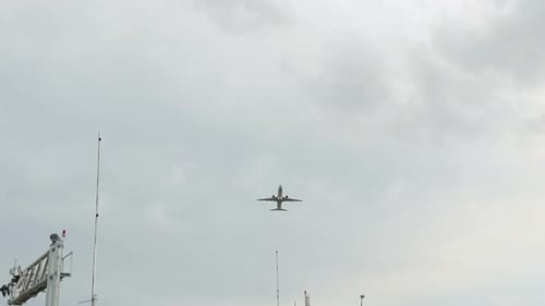 The Plane Takes Off From the Airport Above