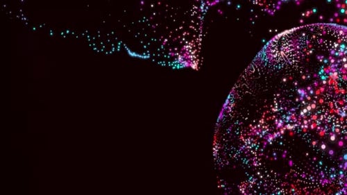 Technology particle sphere flying background