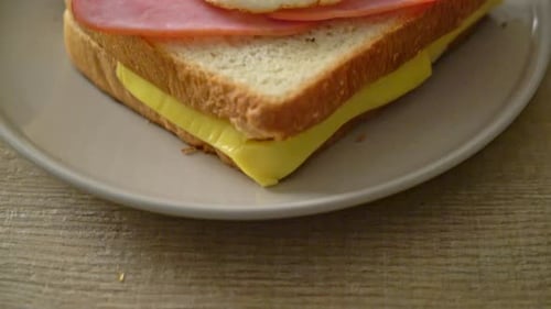 Croque Madame Sandwich with Ham, Cheese, Fried Egg