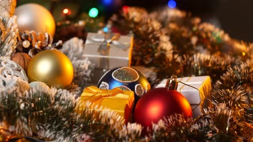 Christmas Ornaments and Gifts with Christmas Lights