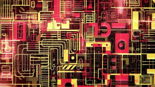 4k Hi-Tech Cyberpunk Animated Background Pattern Sci-fi Loop, Spin Motion With Parallax Effect