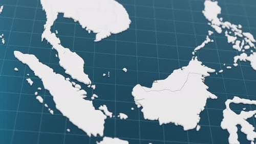 Blue Malaysia 3d Map with Pointer Pin Surrounded with Other Countries in White Political Map with