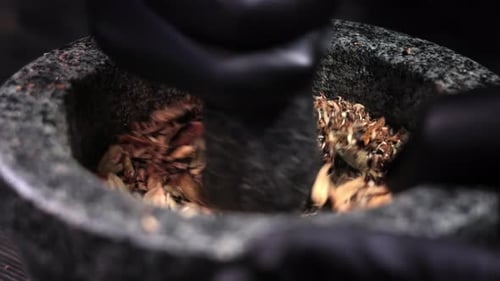 Grinding Spices with Mortar and Pestle