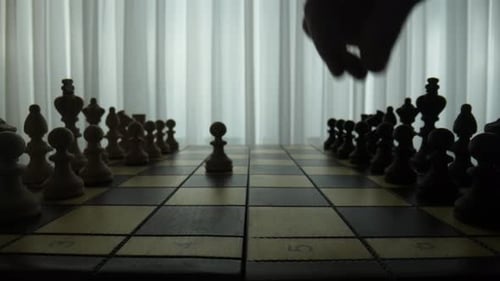 Strategy Concept of Chess Board Game Macro Dolly Moving Forward
