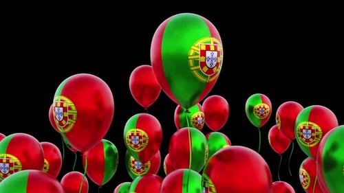 Portuguese Flag Balloons Floating Up and Down