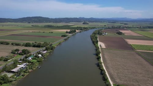 Calm Waters Of Tweed River In New South Wales, Australia - Drone Shot