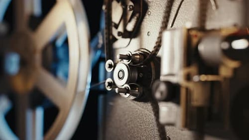 Vintage Film Projector Mechanism Close Up View