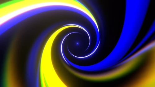 Deep Blue And Yellow Vivid Hypnotic Spiral Corridor Background Vj Loop I 4K