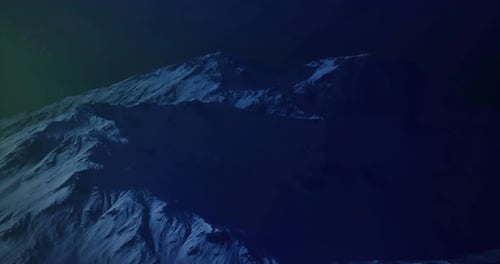 Majestic Mountain Landscape Under a Starry Night Sky in Serene Colors