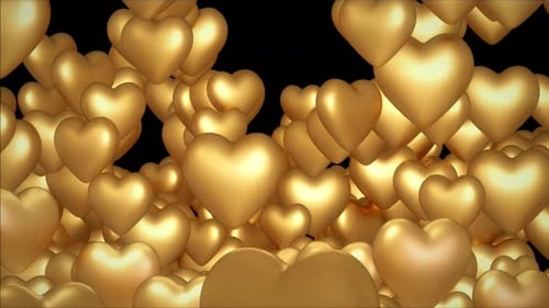 Flying Golden Hearts Animated Loop Background