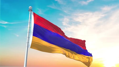 Armenia Flag Waving in Realistic 3D Animation