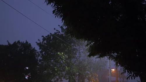 Heavy rain at night