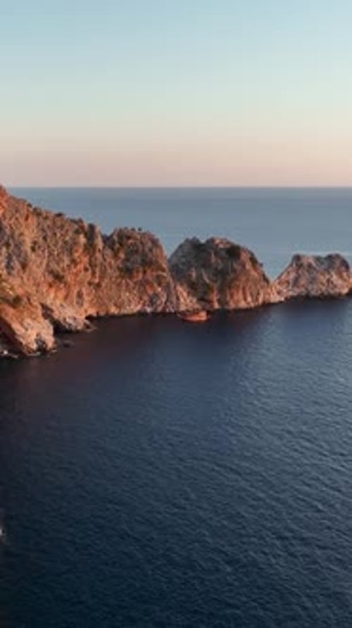 Castle Alanya Kalesi Aerial View 4 K of Mountain and City Turkey