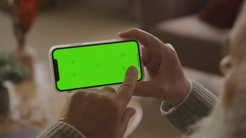 Single Click or Press in Right Third of Green Screen Phone