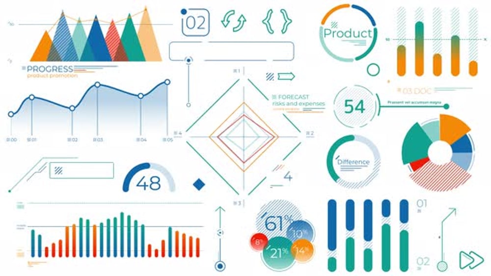 Set of Animated Charts and Infographic Elements, Overlays Motion ...