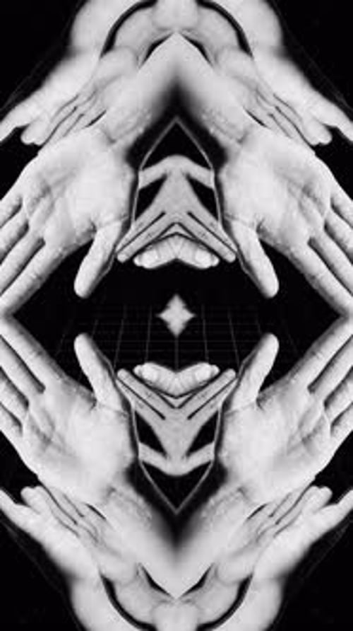 Kosmischer Portrait-Hintergrund mit offenen Handflächen