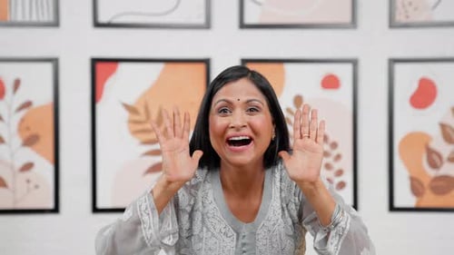 Woman Makes Shocked and Surprised Facial Expressions