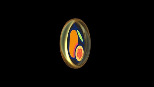 3D Rotating Mango Icon Logo in Golden Circle