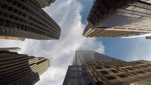 Cityscape Skyline View of High Rise Corporate Office Business District Blocks