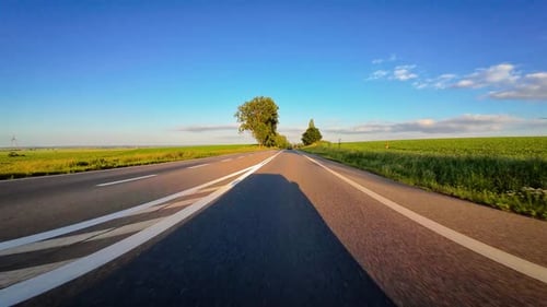 Driving Car on Asphalt Road Point of View Amazing Car Trip with POV View From Car