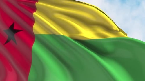 Realistic Guinea-Bissau National Flag Waving Animation