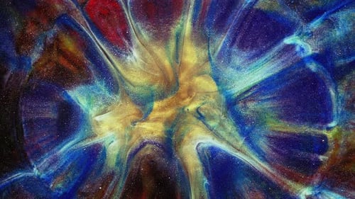 Abstract Art: Colorful Liquid Paint with Twinkling Sparkles