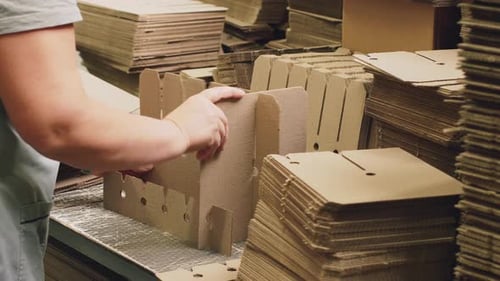 Manual Assembly of Packaging at the Factory