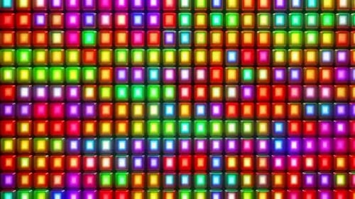 Vibrant Rainbow Colored 3D Square LED Grid Flashing Disco Ba