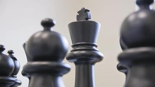 Upper Parts of Chess Pieces King and Assistants in Game