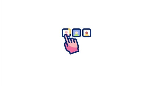 Animated Hand Cursor Selecting User Profile Icons