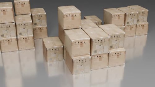 Industrial Warehouse Full of Packed Cardboard Boxes