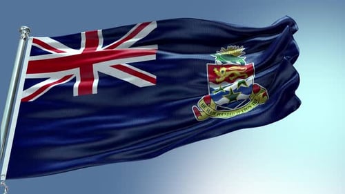 Realistic Cayman Islands Flag Waving Animation on Blue Sky