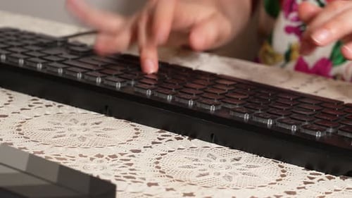 Close-Up Hands Typing on Computer Keyboard, 4K Macro B-Roll