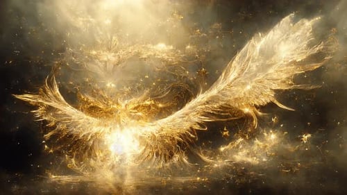 Space Particle Glowing Wings Motion Loop Background 4K