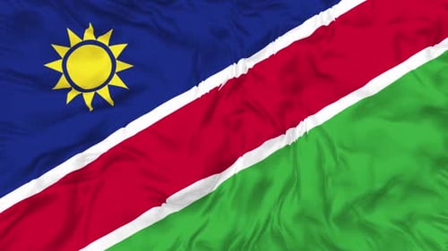 Namibia National Flag Waving in Realistic Seamless Loop Animation
