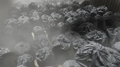 Environmental Black Garbage Bags with Dust Smoke Animation