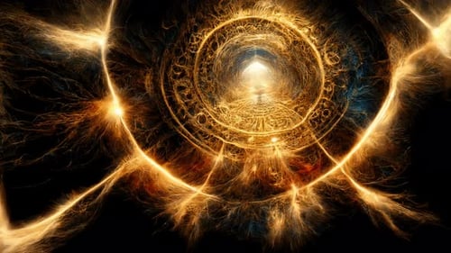 Square Corridor with Glowing Particles 4K