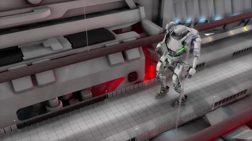 Futuristischer Roboter in High-Tech-Umgebung