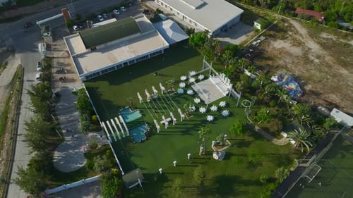 Aerial View of Outdoor Event Wedding Setup