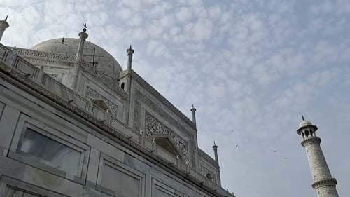 taj Mahal Piller with beautiful blue sky and clouds Uttar Pradesh AGRA