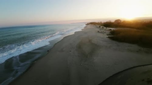 Aerial View of Ocean Beach at Sunrise